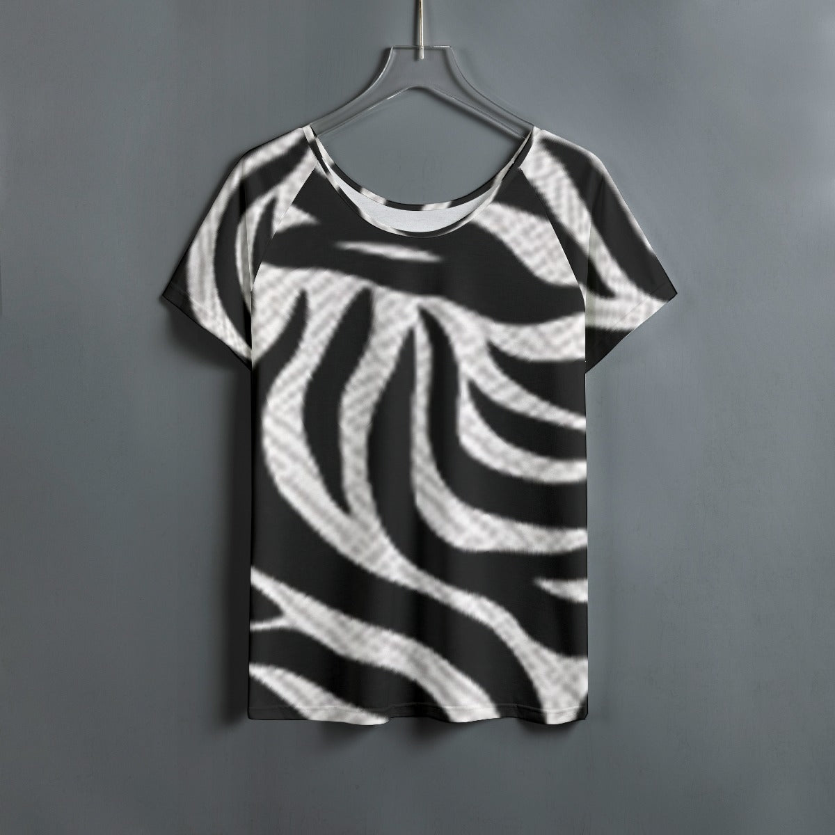 All-Over Print Women's Round Neck T-shirt With Raglan Sleeve