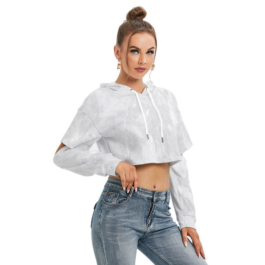 All-Over Print Women's Heavy Fleece Hoodie With Hollow Out Sleeve