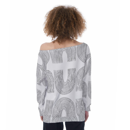 All-Over Print Oversized Women's Off-Shoulder Sweatshirt