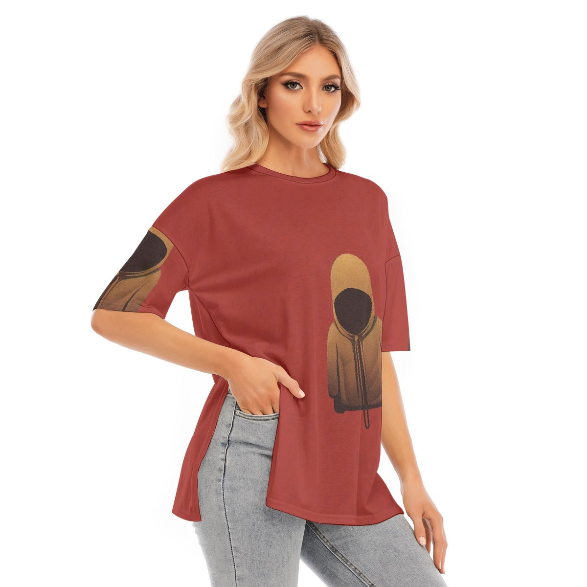 All-Over Print Women's Short Sleeves T-shirt With Hem Split