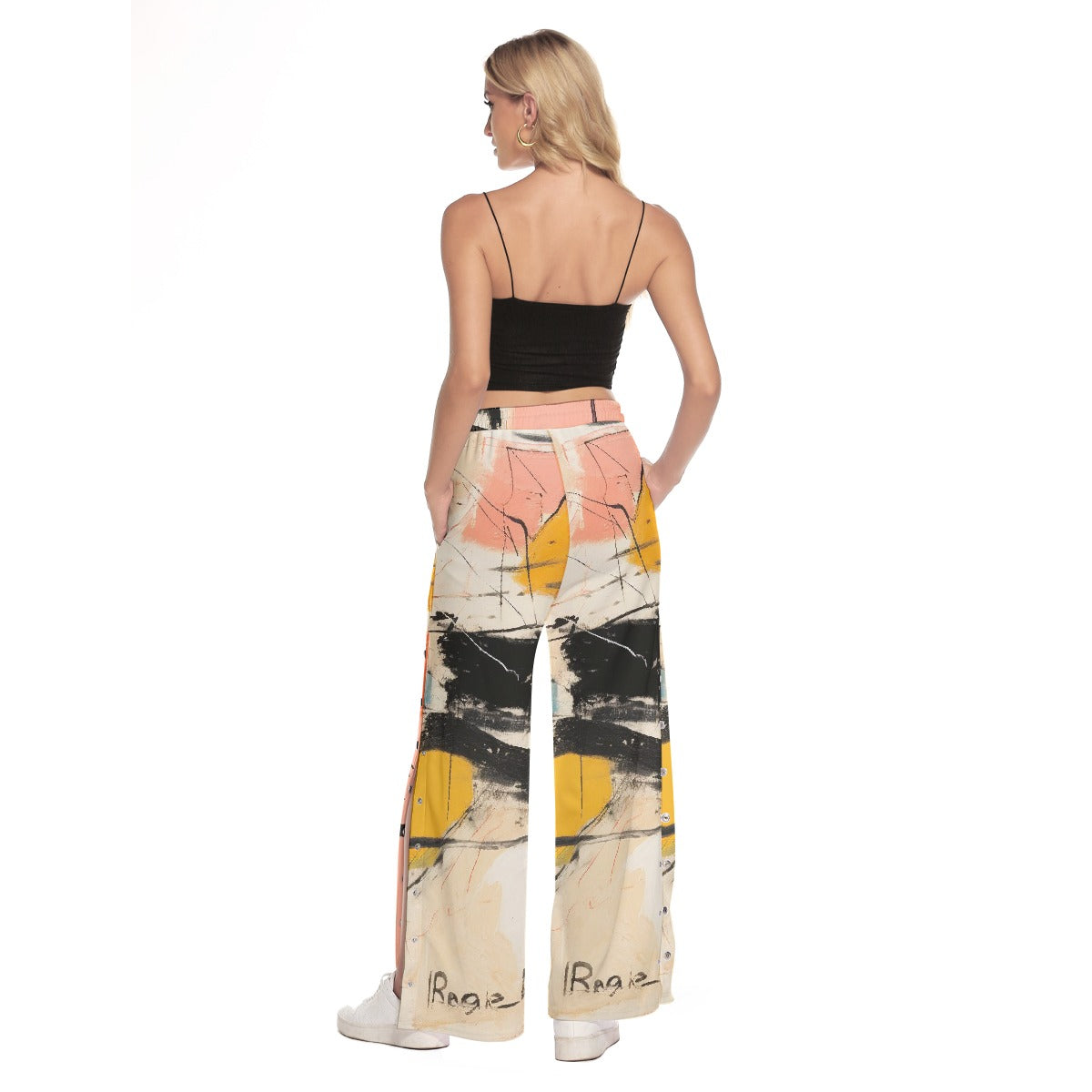 All-Over Print Women's Side Slit Snap Button Trousers