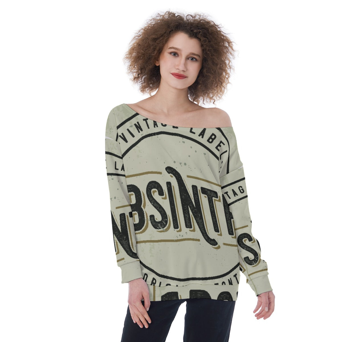 All-Over Print Oversized Women's Off-Shoulder Sweatshirt