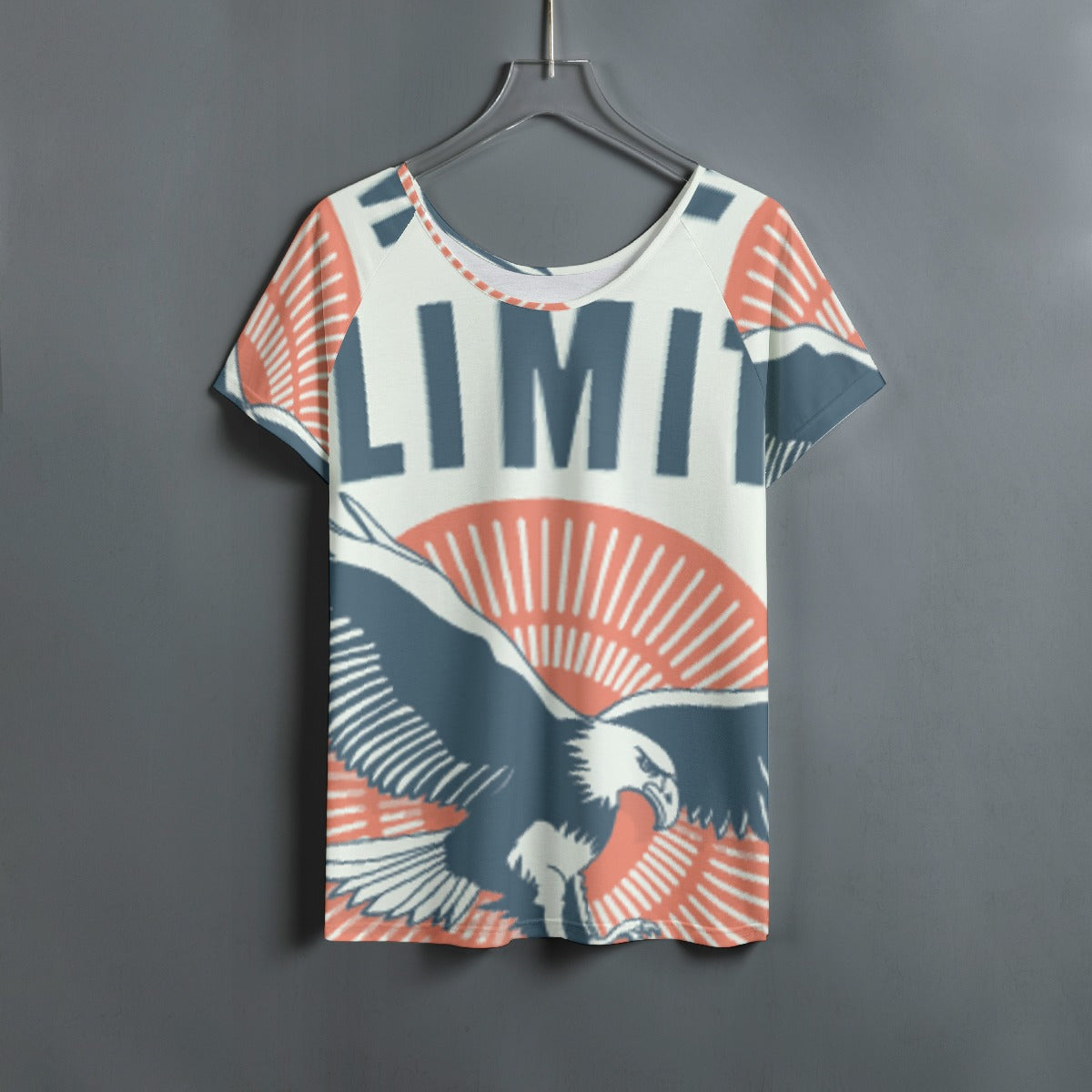 All-Over Print Women's Round Neck T-shirt With Raglan Sleeve