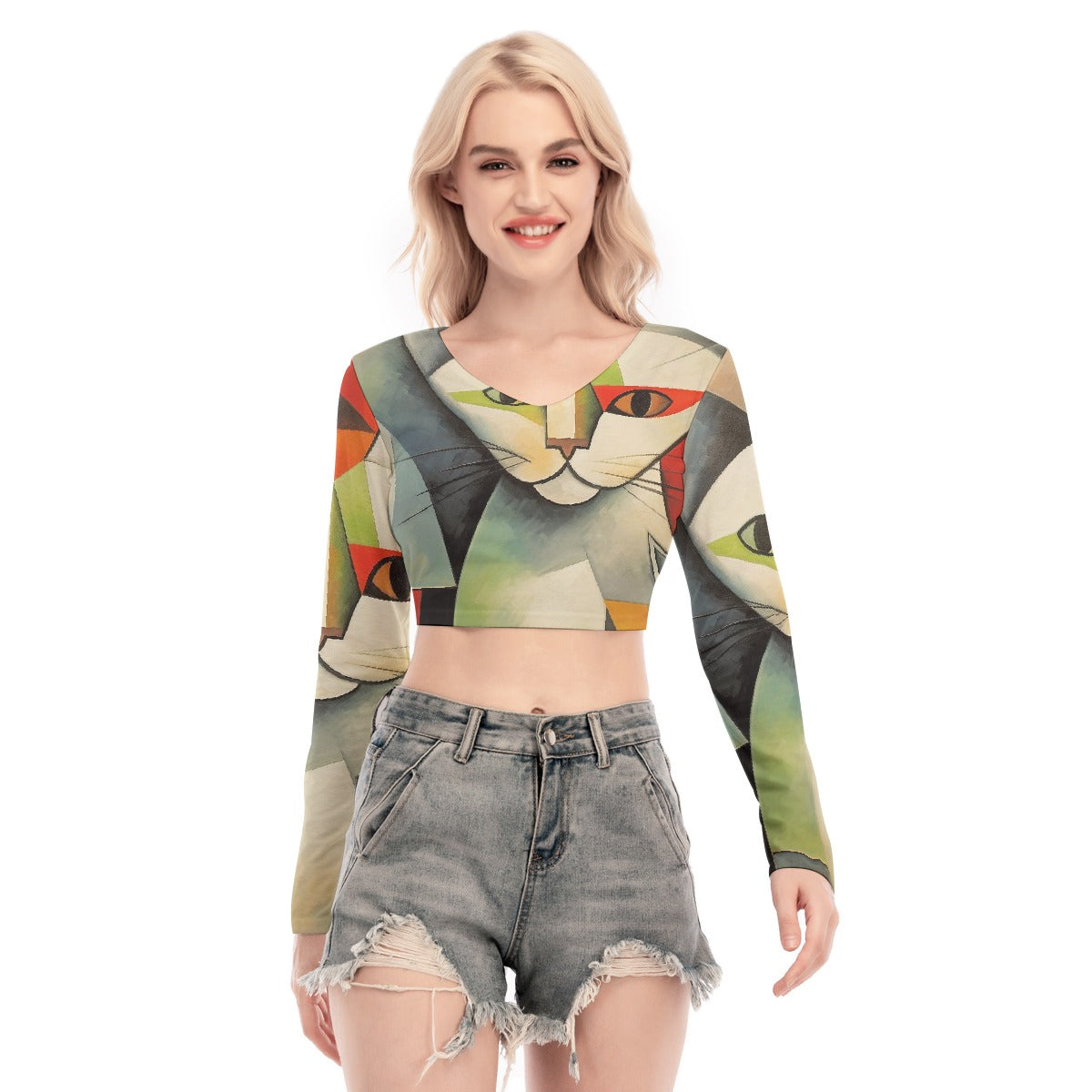 All-Over Print Women's Back Hollow T-shirt With Strap