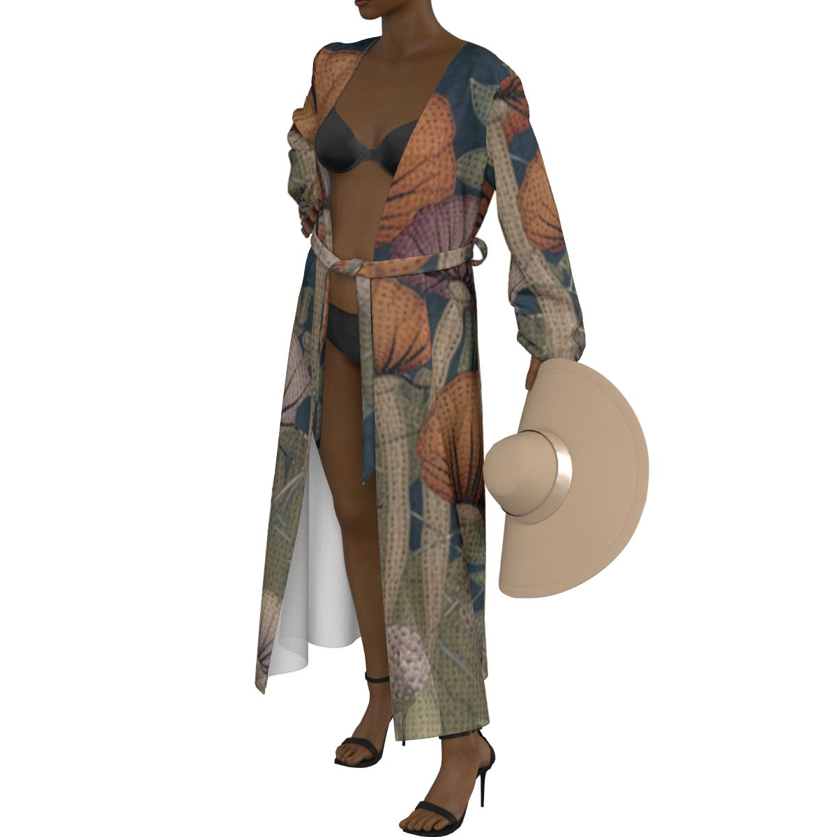 All-Over Print Women's Lace-up Chiffon Robe