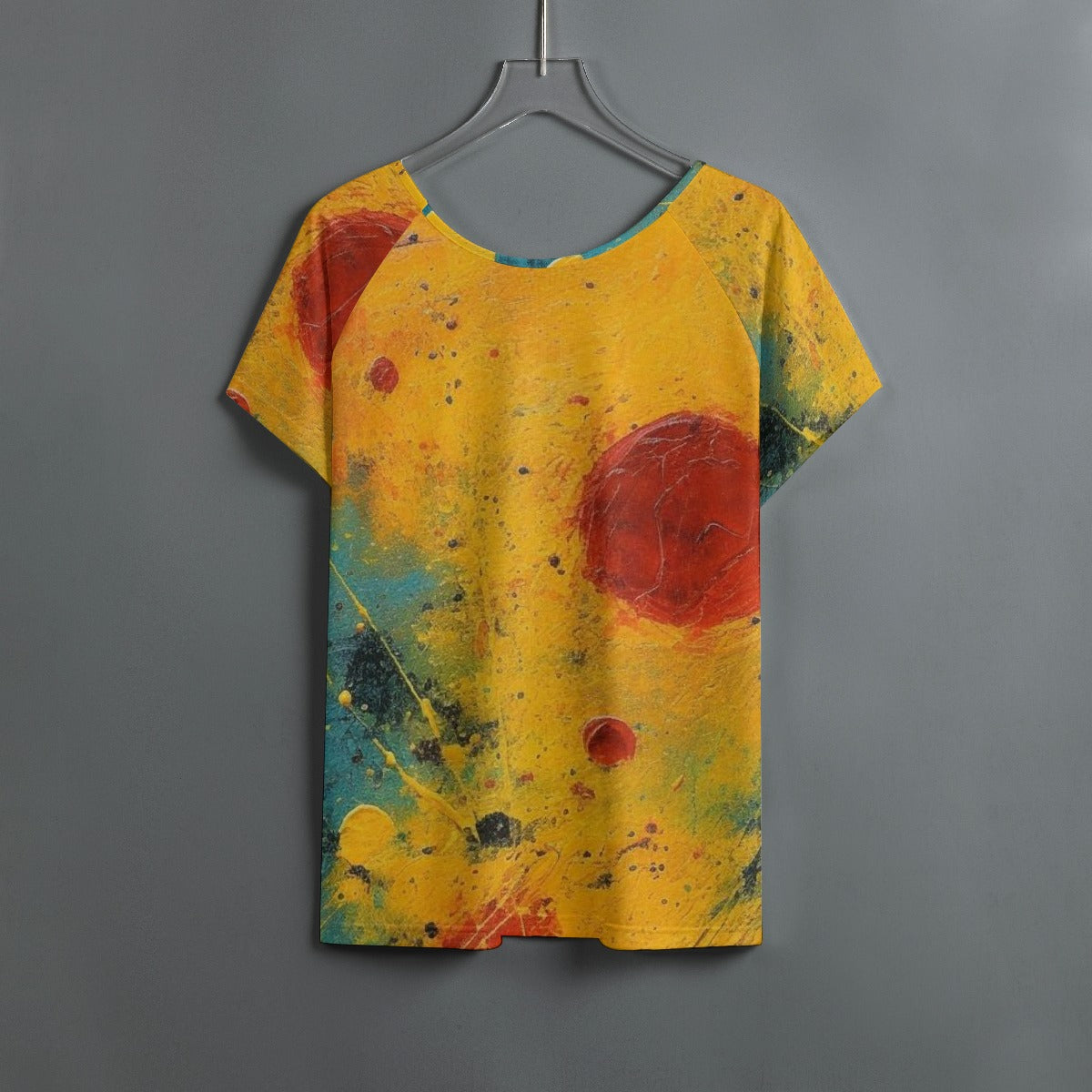 All-Over Print Women's Round Neck T-shirt With Raglan Sleeve
