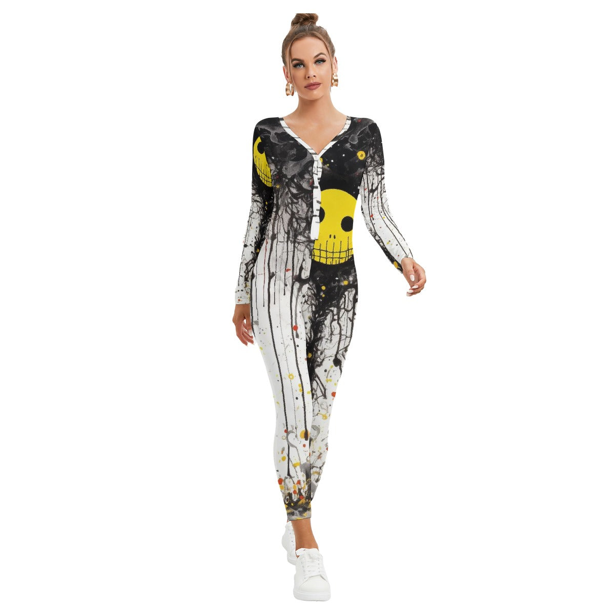 All-Over Print Women's Plunging Neck Jumpsuit