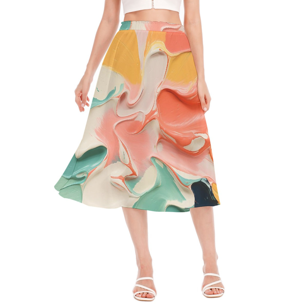 All-Over Print Women's Long Section Chiffon Skirt