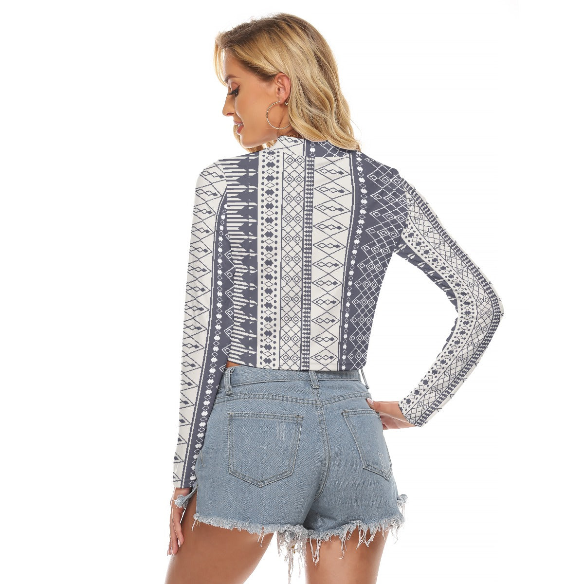 All-Over Print Women's Hollow Chest Keyhole Tight Crop Top