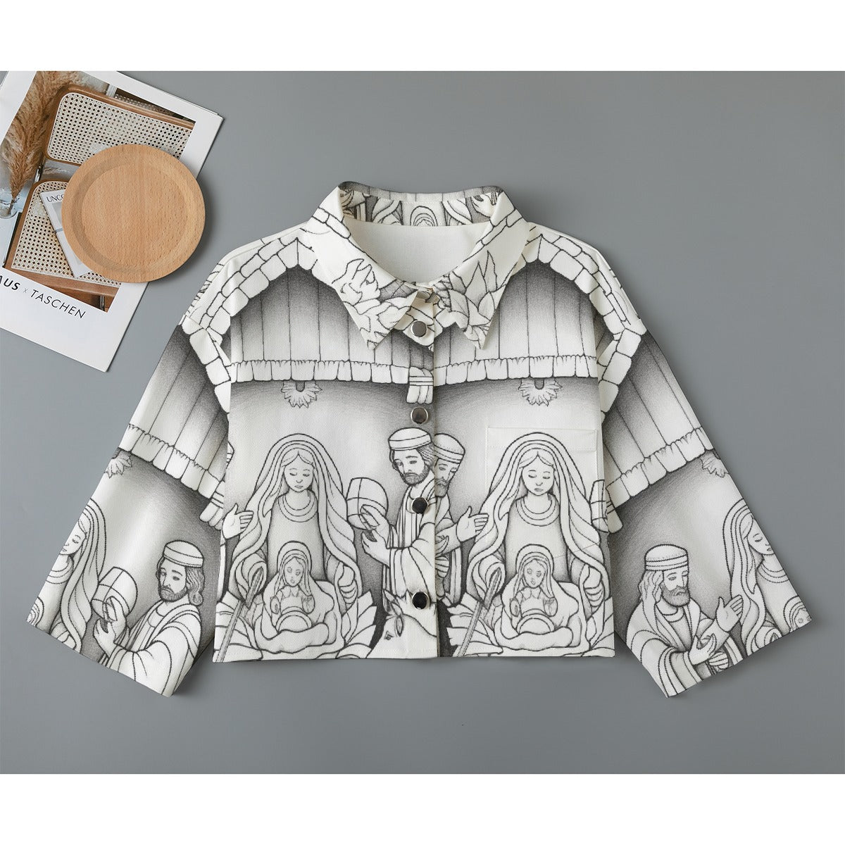 All-Over Print Women's Cropped Jacket | 245GSM Cotton
