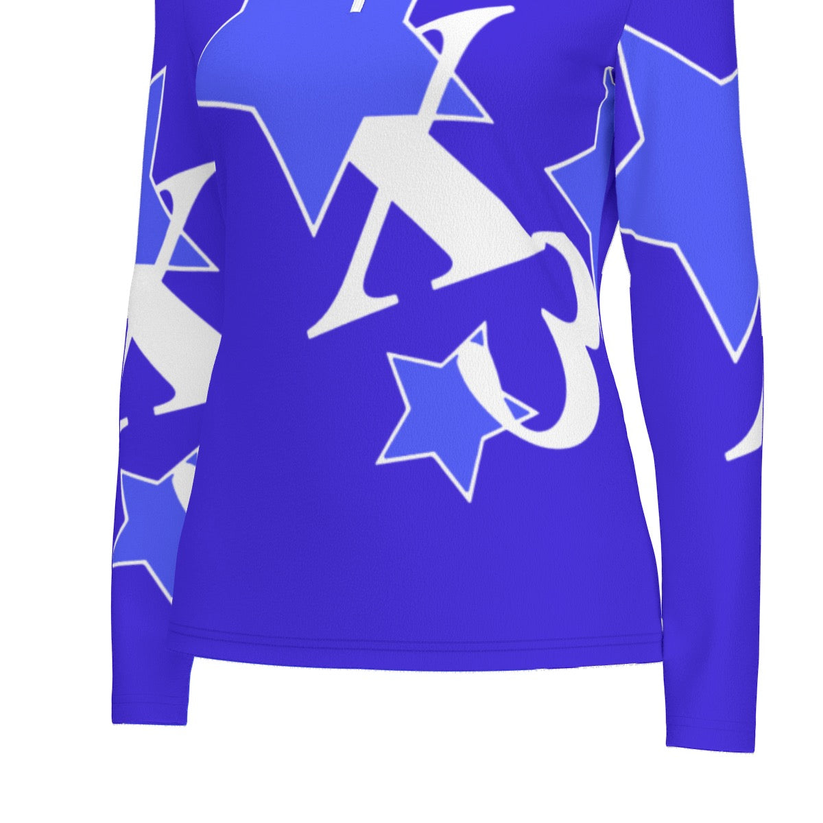 All-Over Print Women's Sports Collar Jersey With Long Sleeve