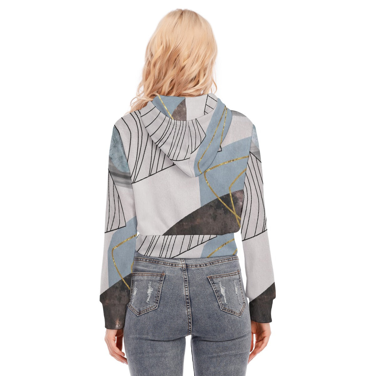 All-Over Print Women's Crop Top Hoodie With Zipper Closure