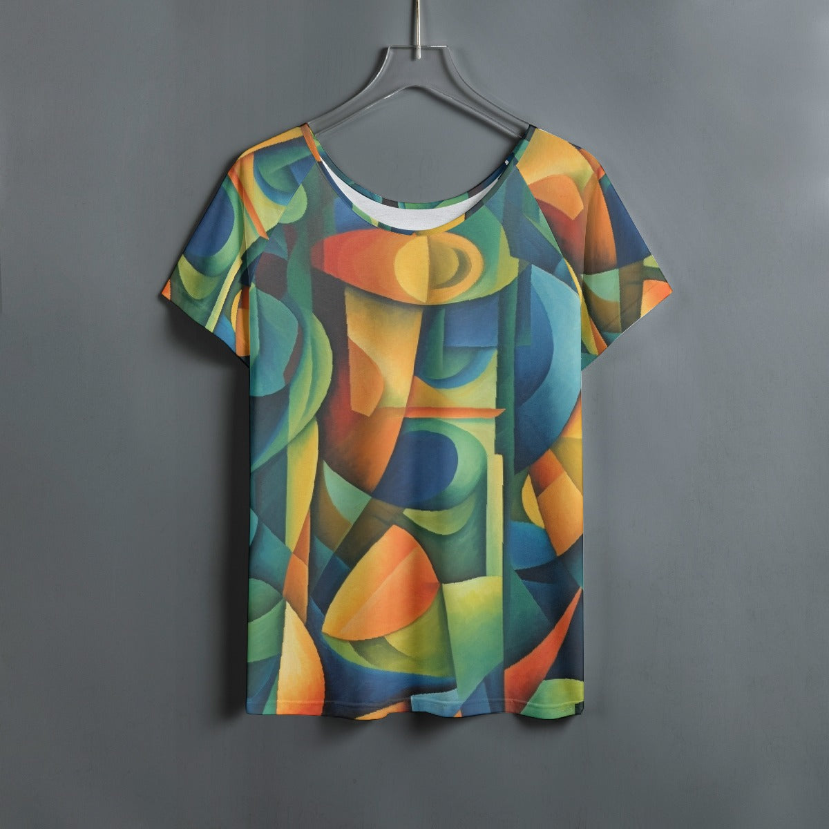 All-Over Print Women's Round Neck T-shirt With Raglan Sleeve