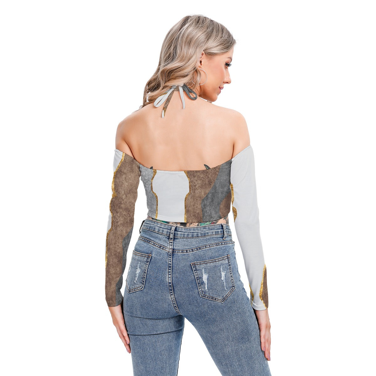 All-Over Print Women's Halter Lace-up Top