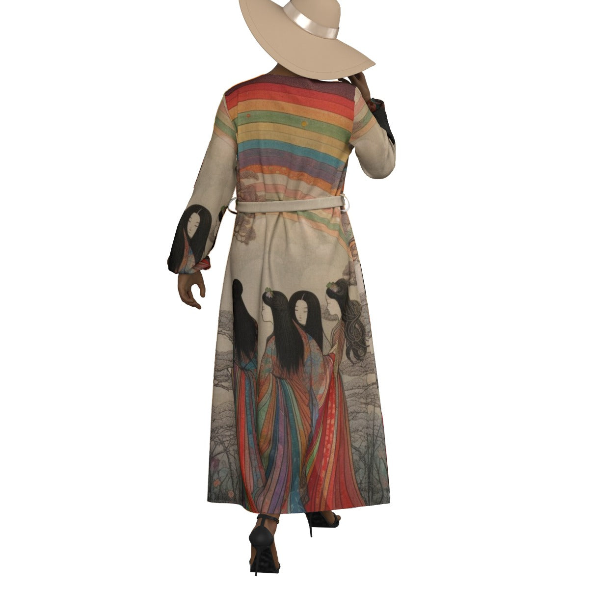 All-Over Print Women's Lace-up Chiffon Robe