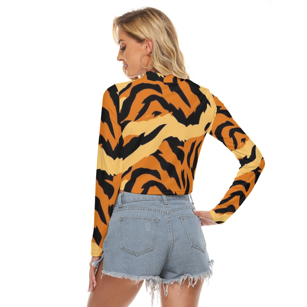 All-Over Print Women's Hollow Chest Keyhole Tight Crop Top