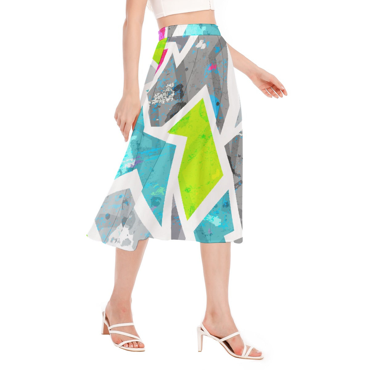 All-Over Print Women's Long Section Chiffon Skirt
