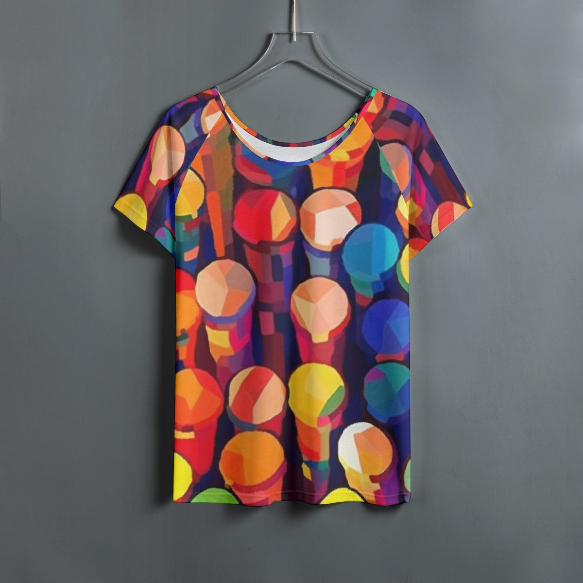 All-Over Print Women's Round Neck T-shirt With Raglan Sleeve