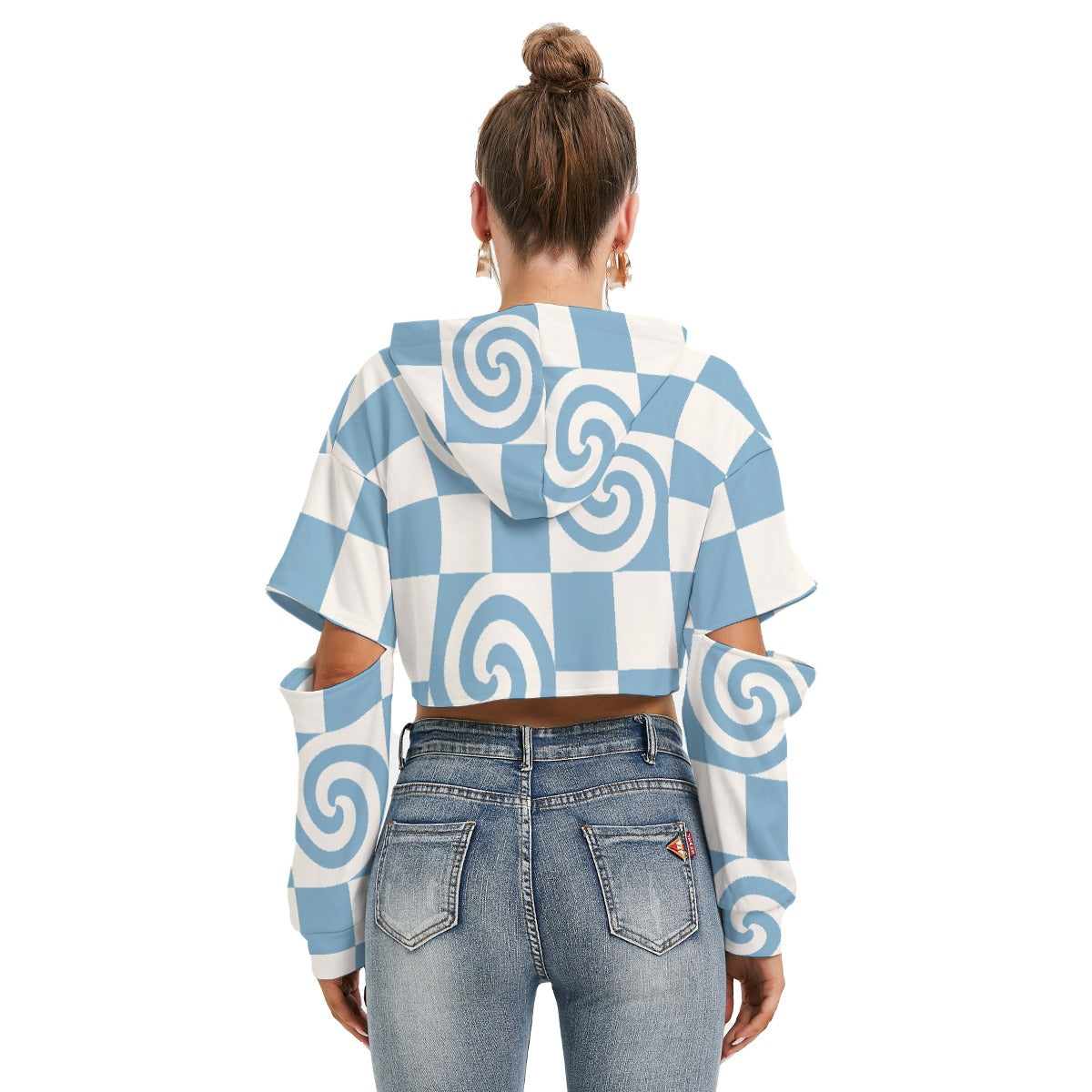 All-Over Print Women's Heavy Fleece Hoodie With Hollow Out Sleeve