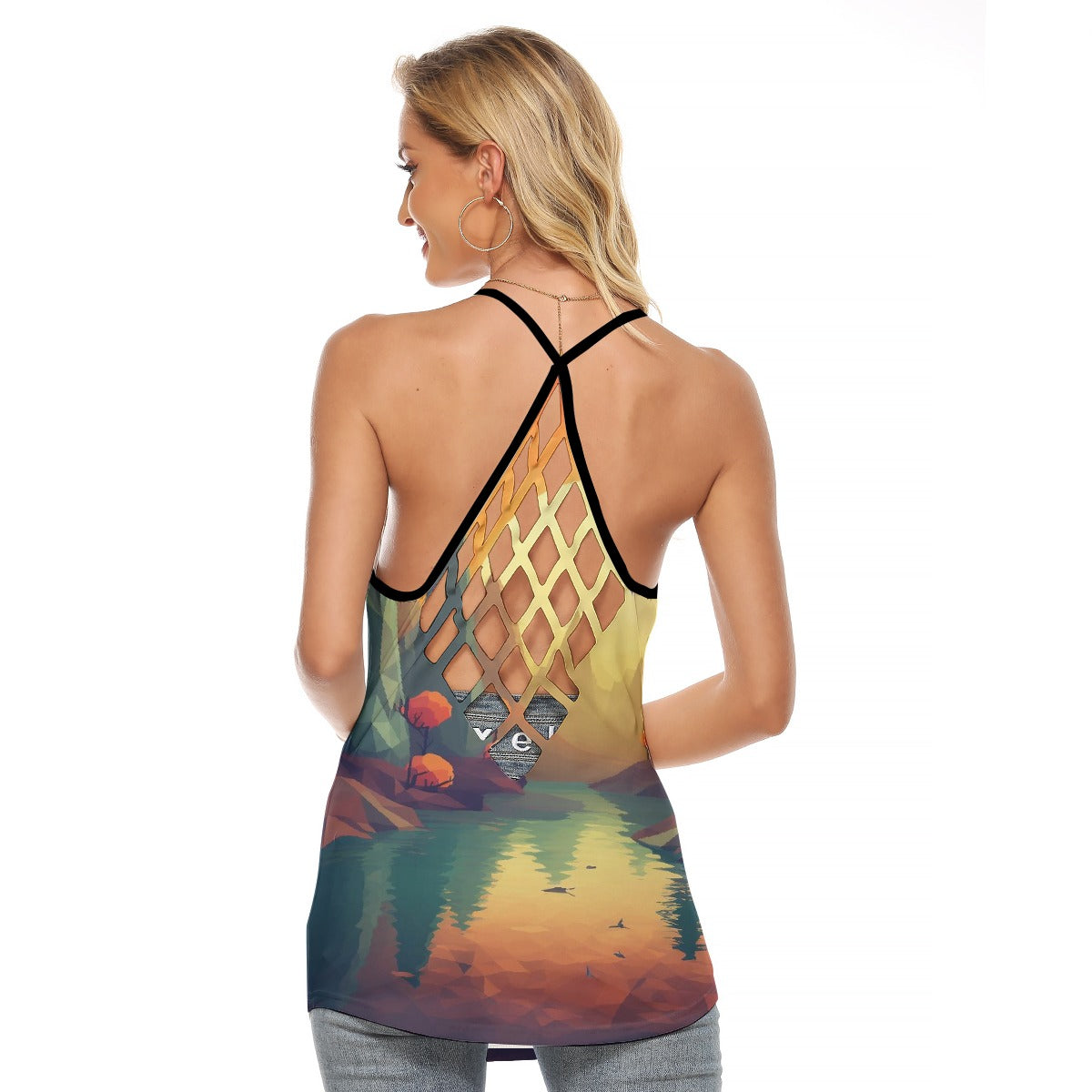 All-Over Print Women's Criss-Cross Open Back Tank Top