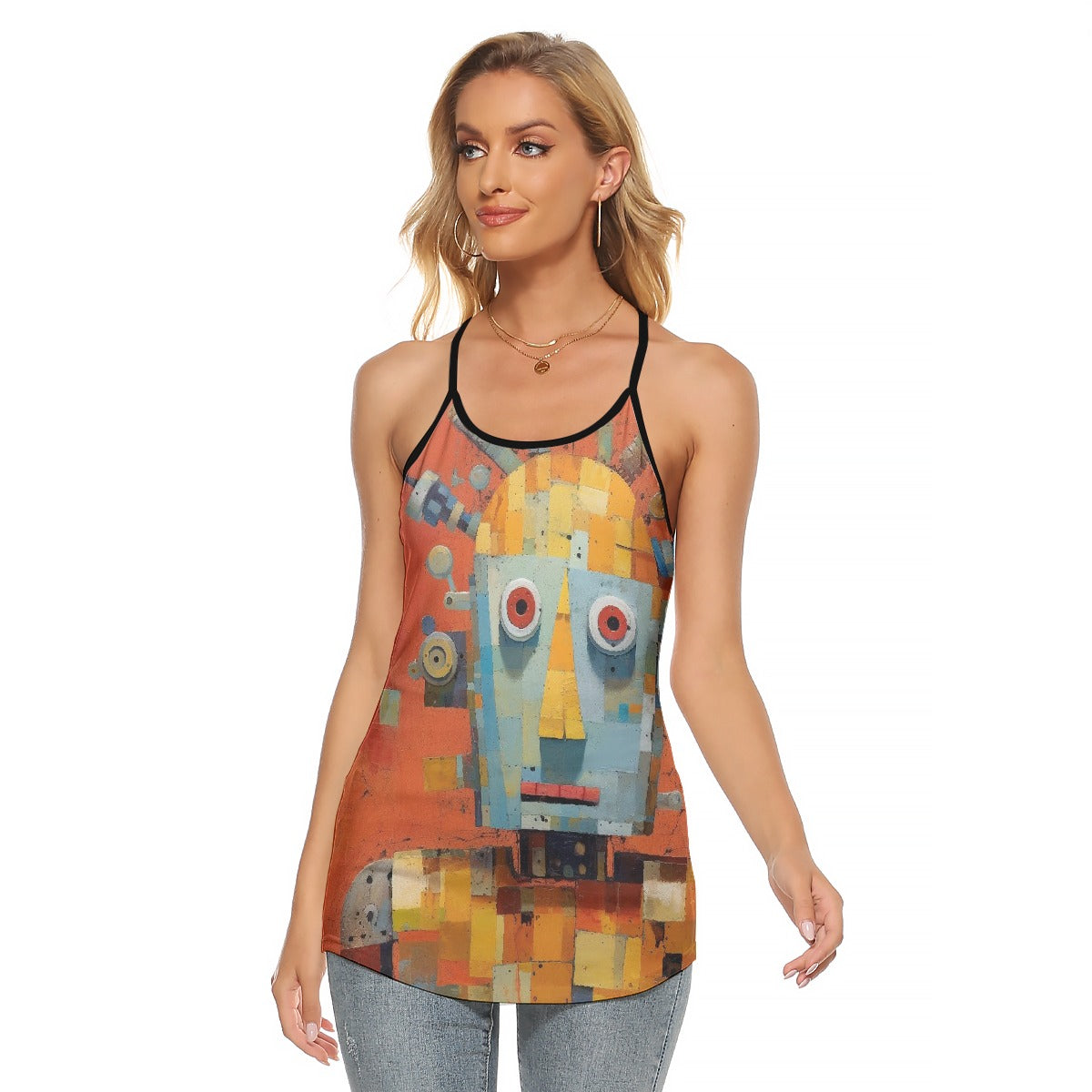 All-Over Print Women's Criss-Cross Open Back Tank Top