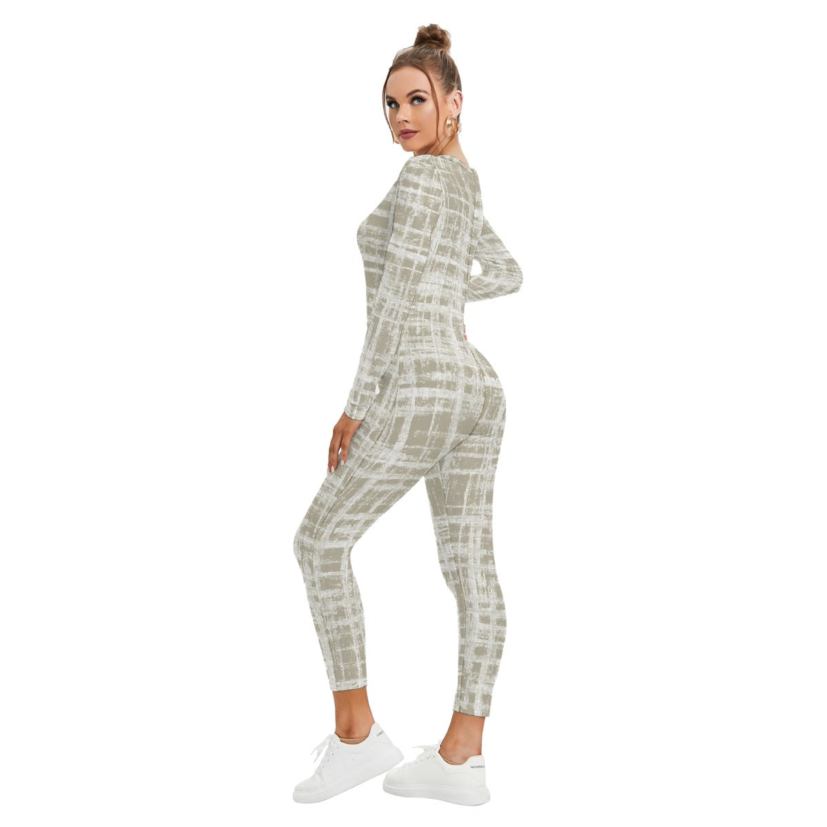 All-Over Print Women's Plunging Neck Jumpsuit