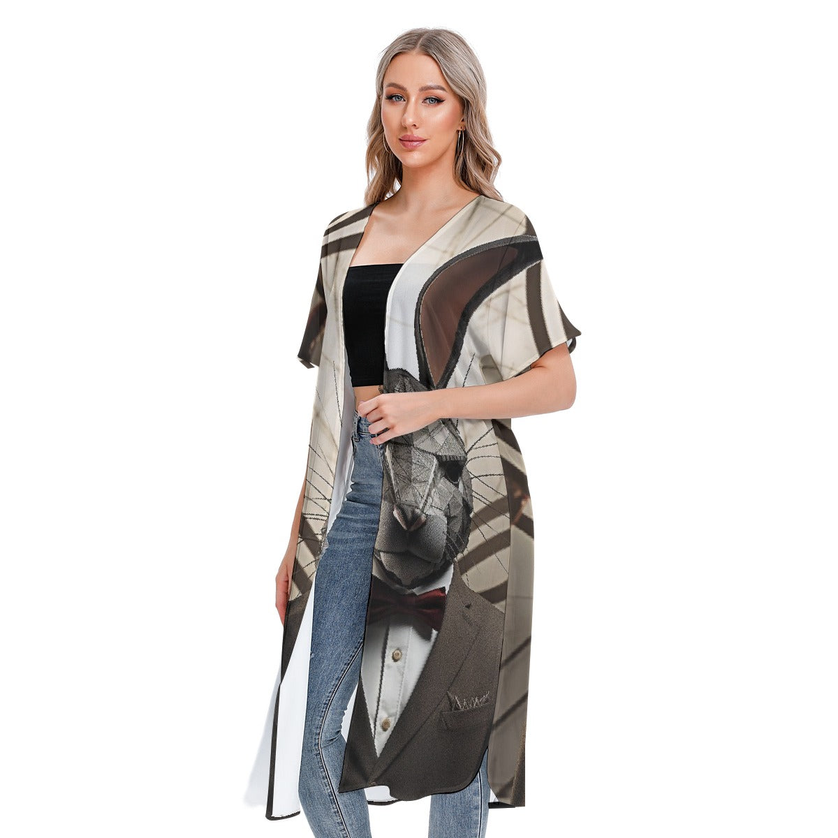 All-Over Print Women's Short Sleeve Cardigan