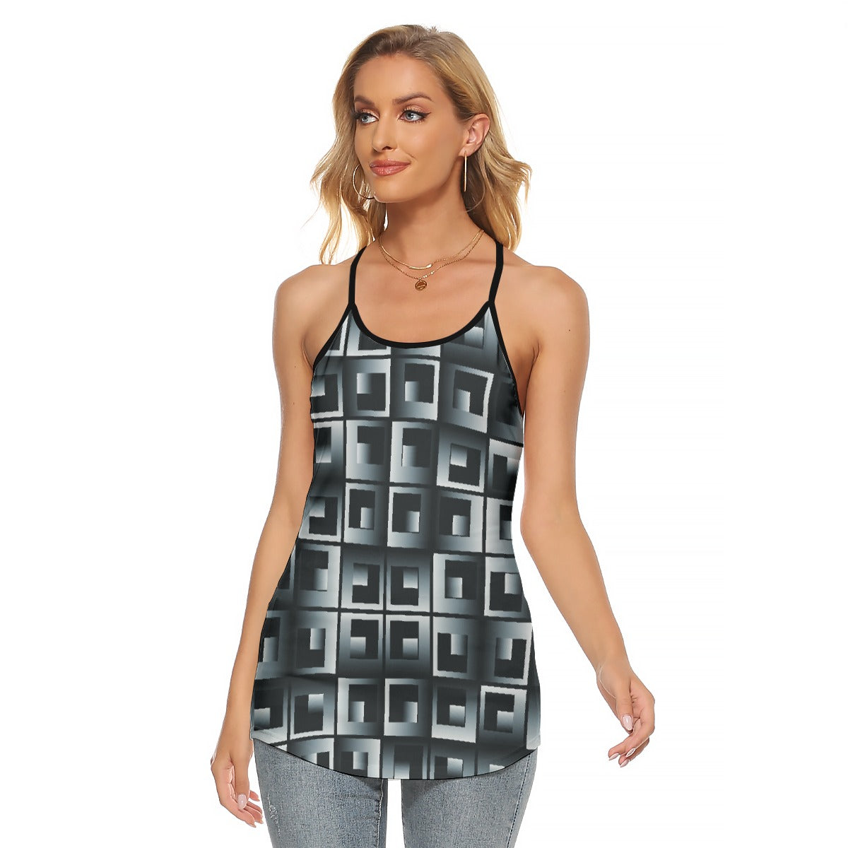 All-Over Print Women's Criss-Cross Open Back Tank Top