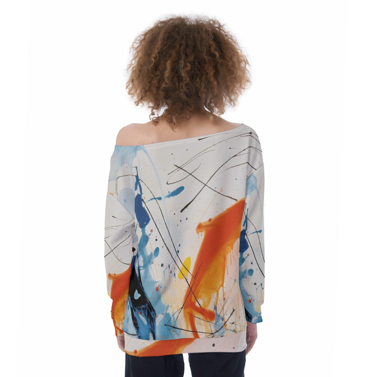 All-Over Print Oversized Women's Off-Shoulder Sweatshirt