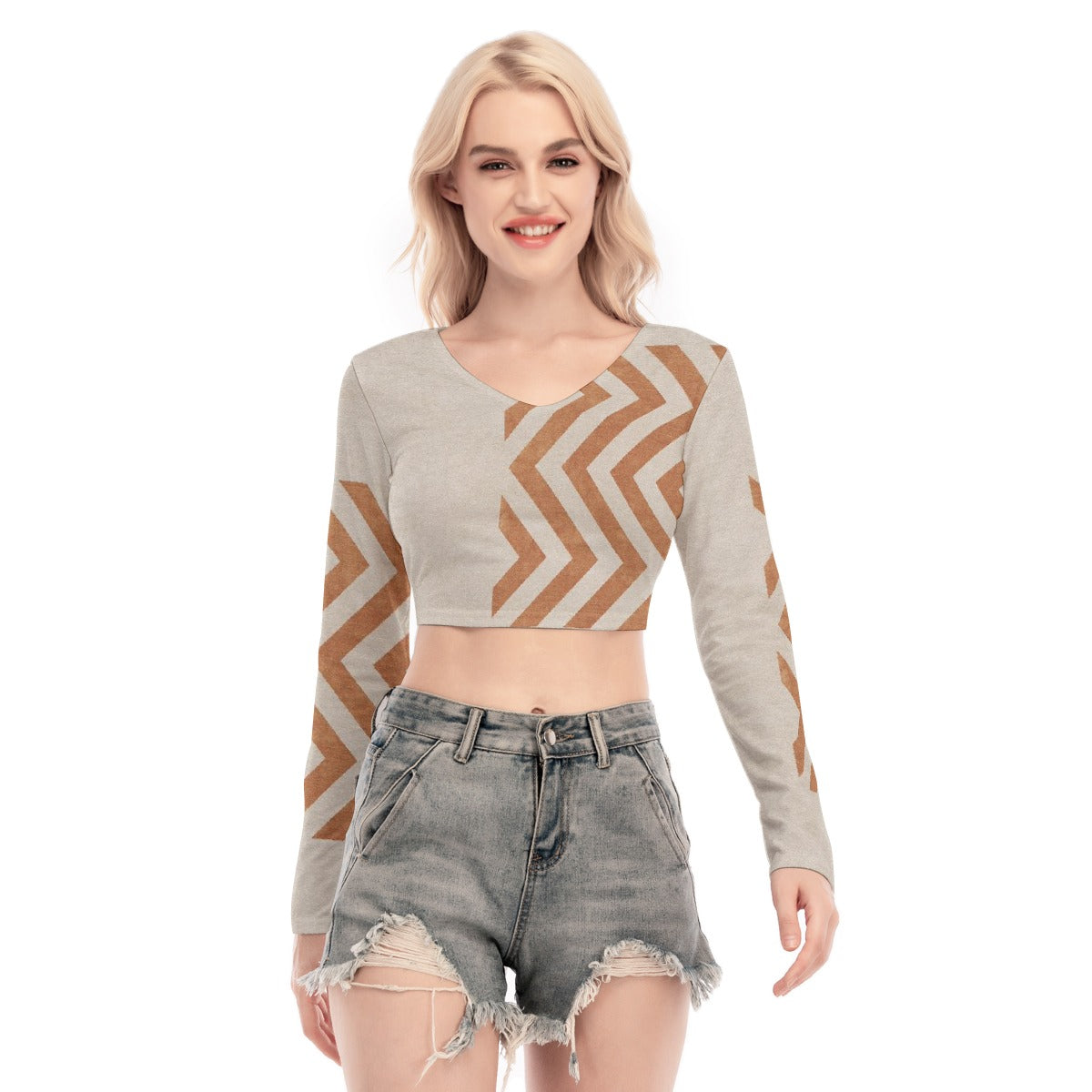 All-Over Print Women's Back Hollow T-shirt With Strap