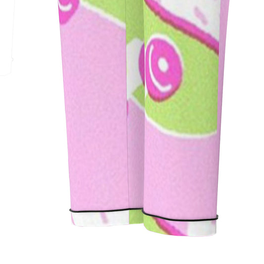 All-Over Print Women's Long Sleeve Pajama Set With Black Contrast Piping