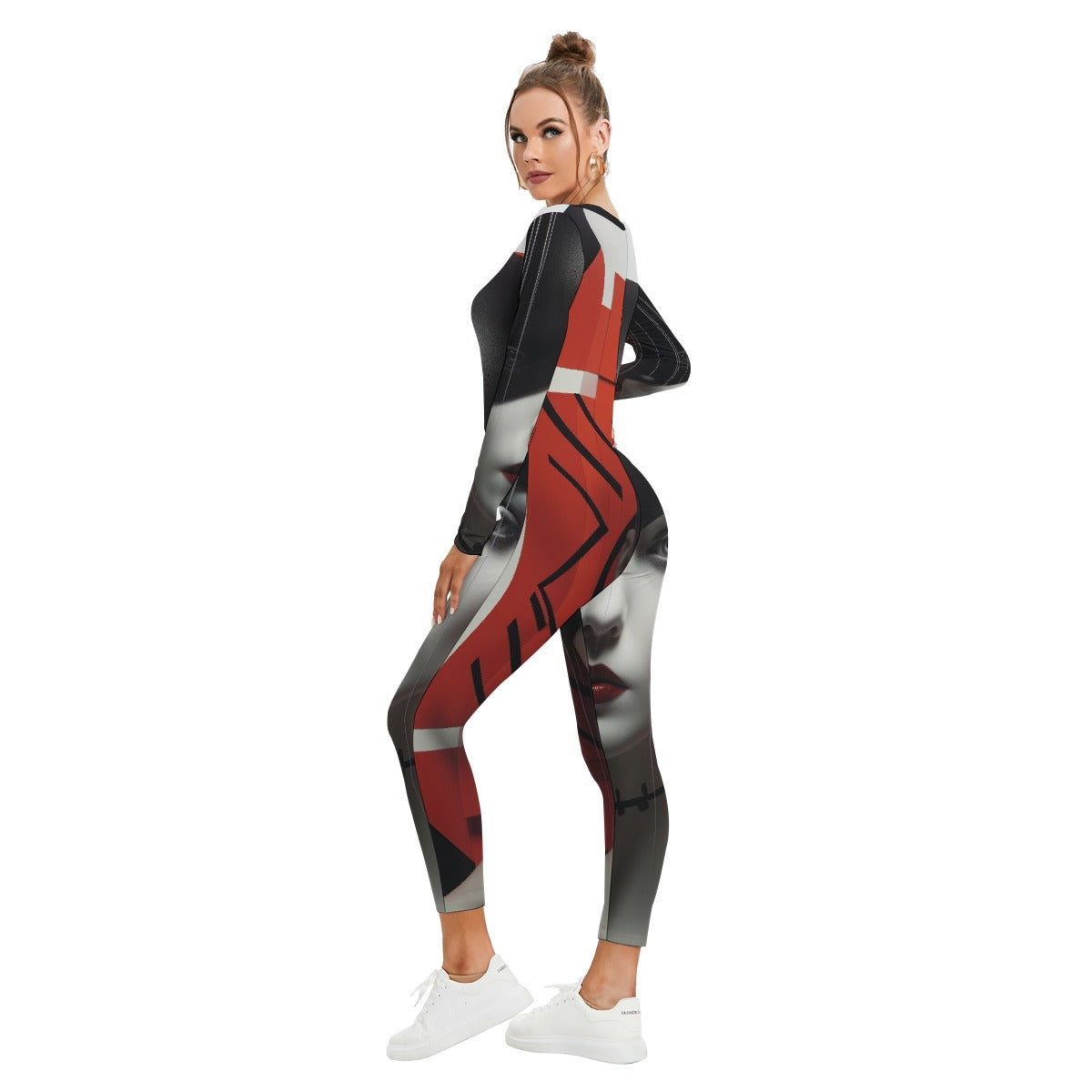 All-Over Print Women's Plunging Neck Jumpsuit