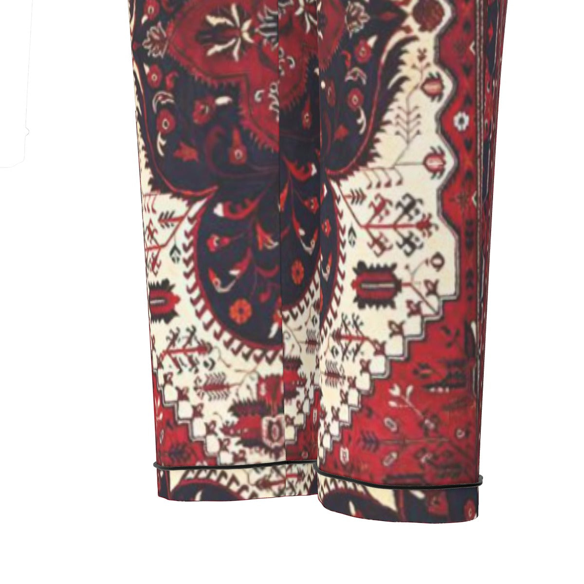 All-Over Print Women's Long Sleeve Pajama Set With Black Contrast Piping