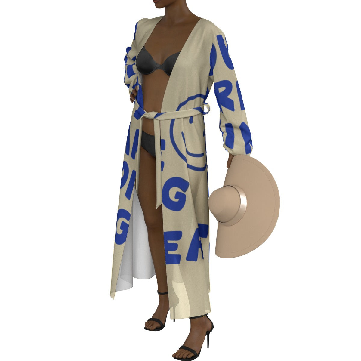 All-Over Print Women's Lace-up Chiffon Robe