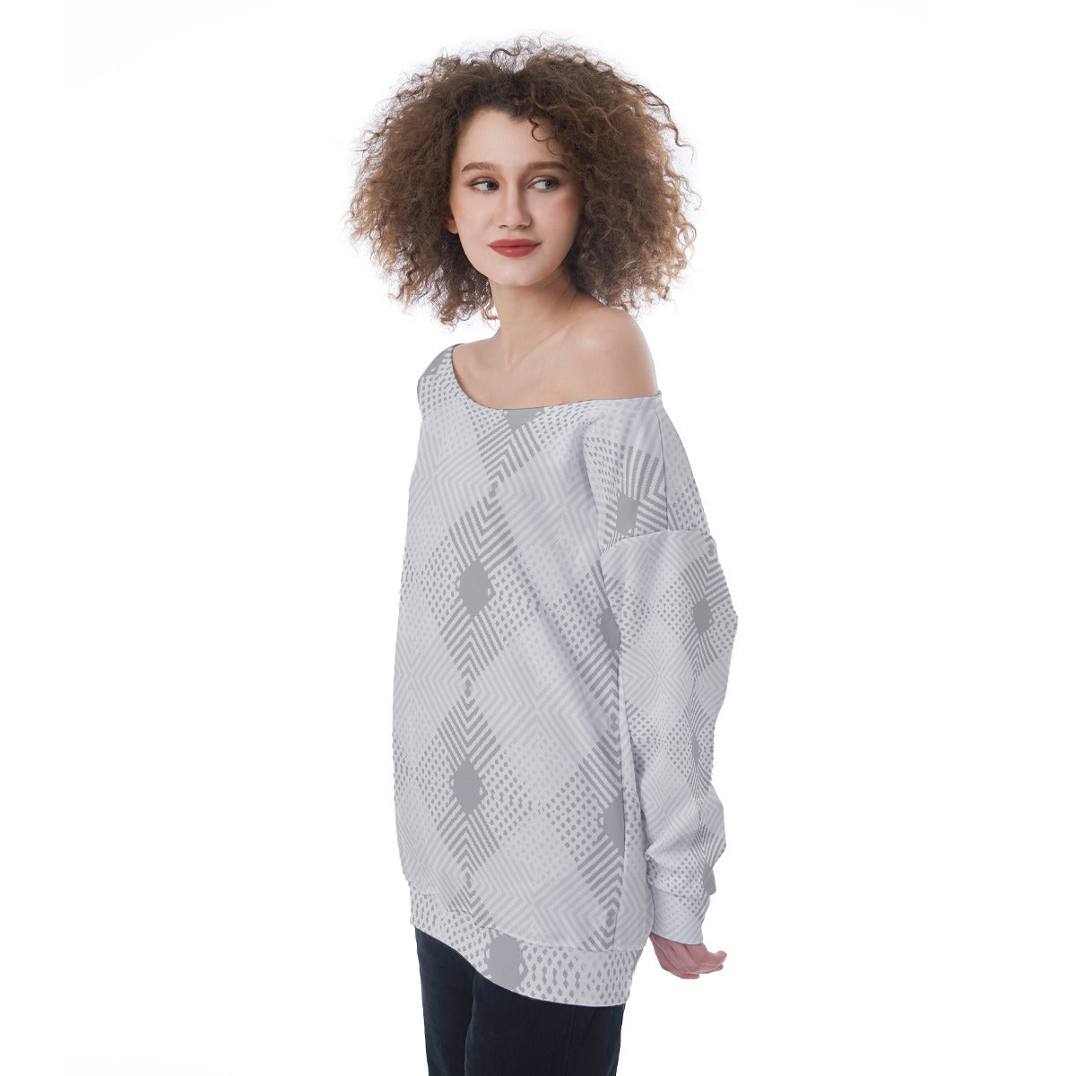All-Over Print Oversized Women's Off-Shoulder Sweatshirt