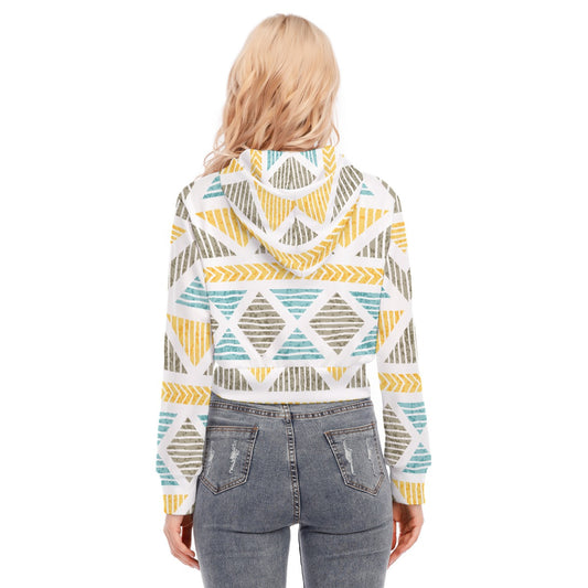 All-Over Print Women's Crop Top Hoodie With Zipper Closure