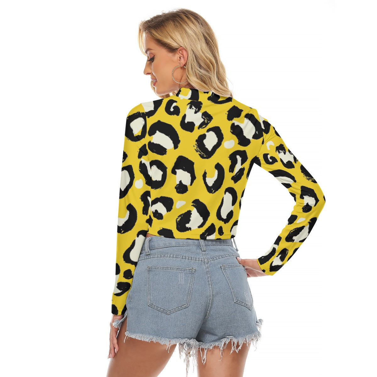 All-Over Print Women's Hollow Chest Keyhole Tight Crop Top