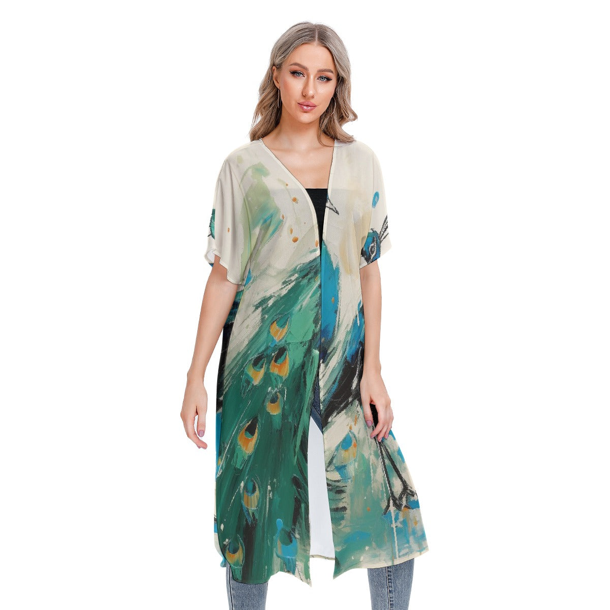 All-Over Print Women's Short Sleeve Cardigan