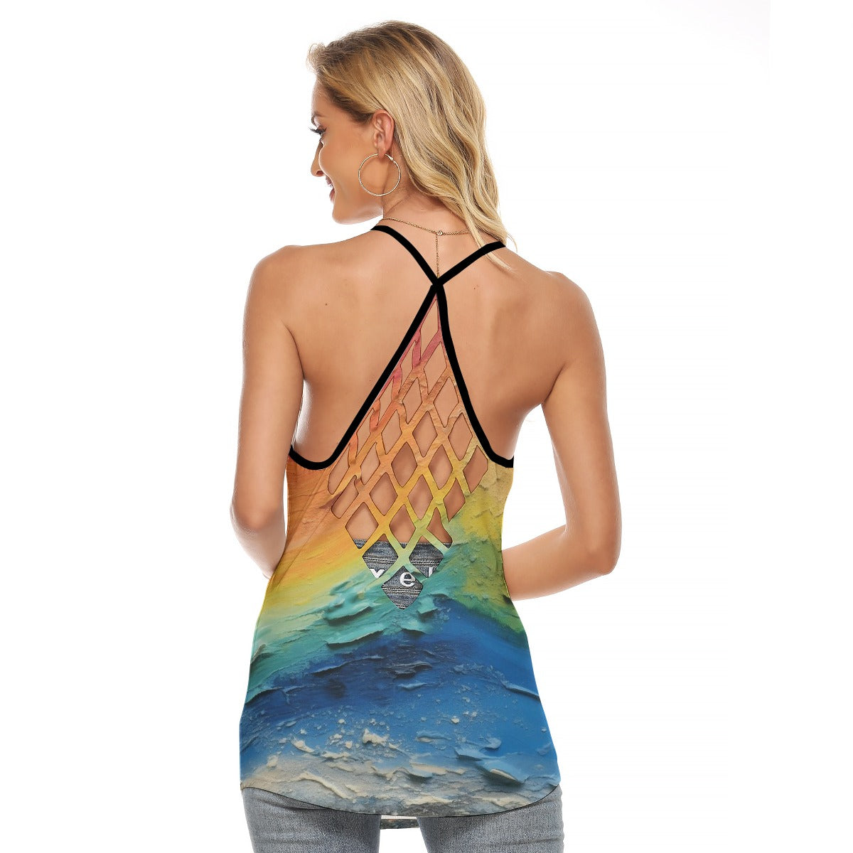 All-Over Print Women's Criss-Cross Open Back Tank Top