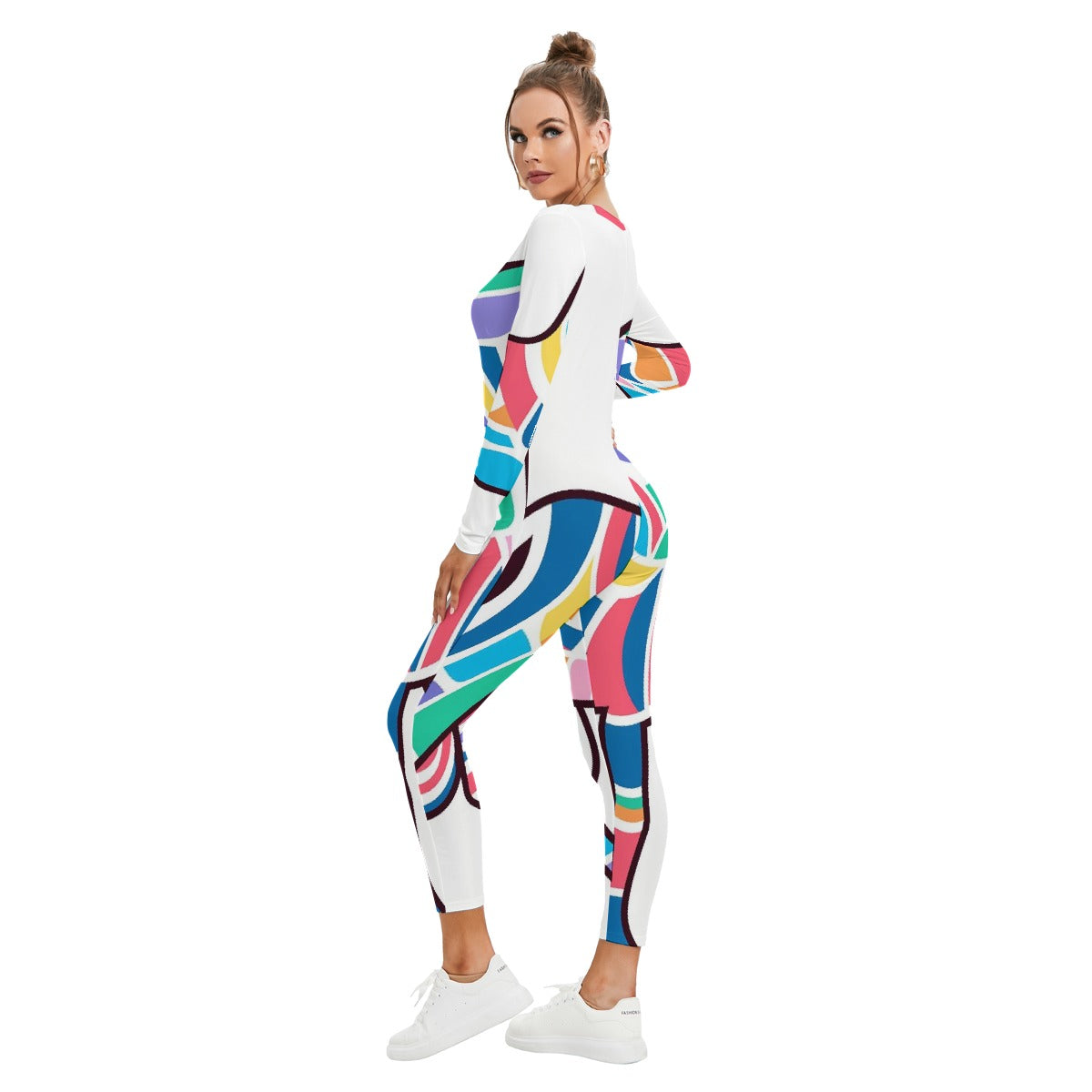 All-Over Print Women's Plunging Neck Jumpsuit