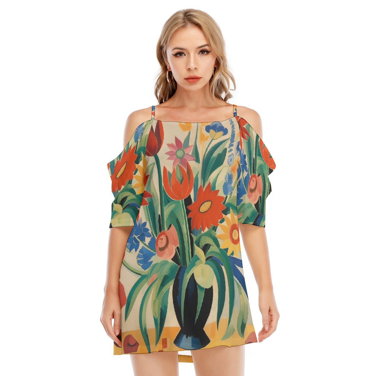 All-Over Print Women's Off-shoulder Cami Dress