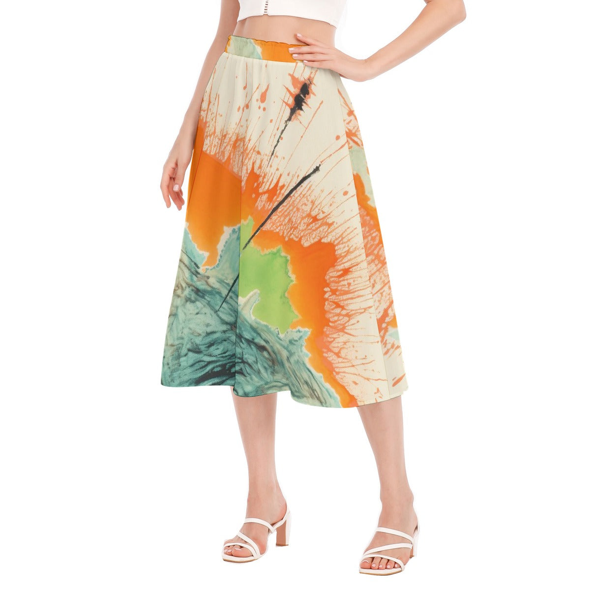All-Over Print Women's Long Section Chiffon Skirt