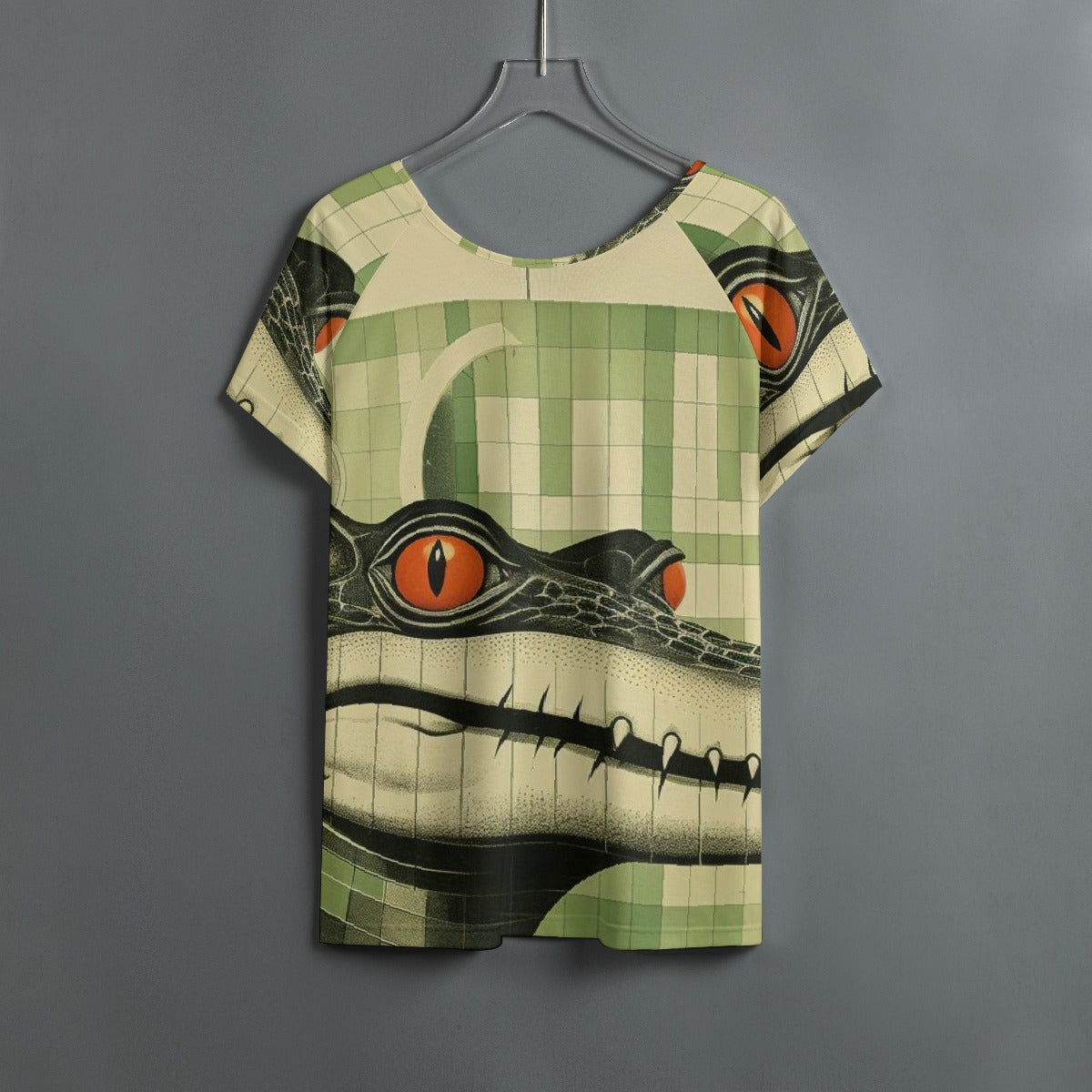 All-Over Print Women's Round Neck T-shirt With Raglan Sleeve