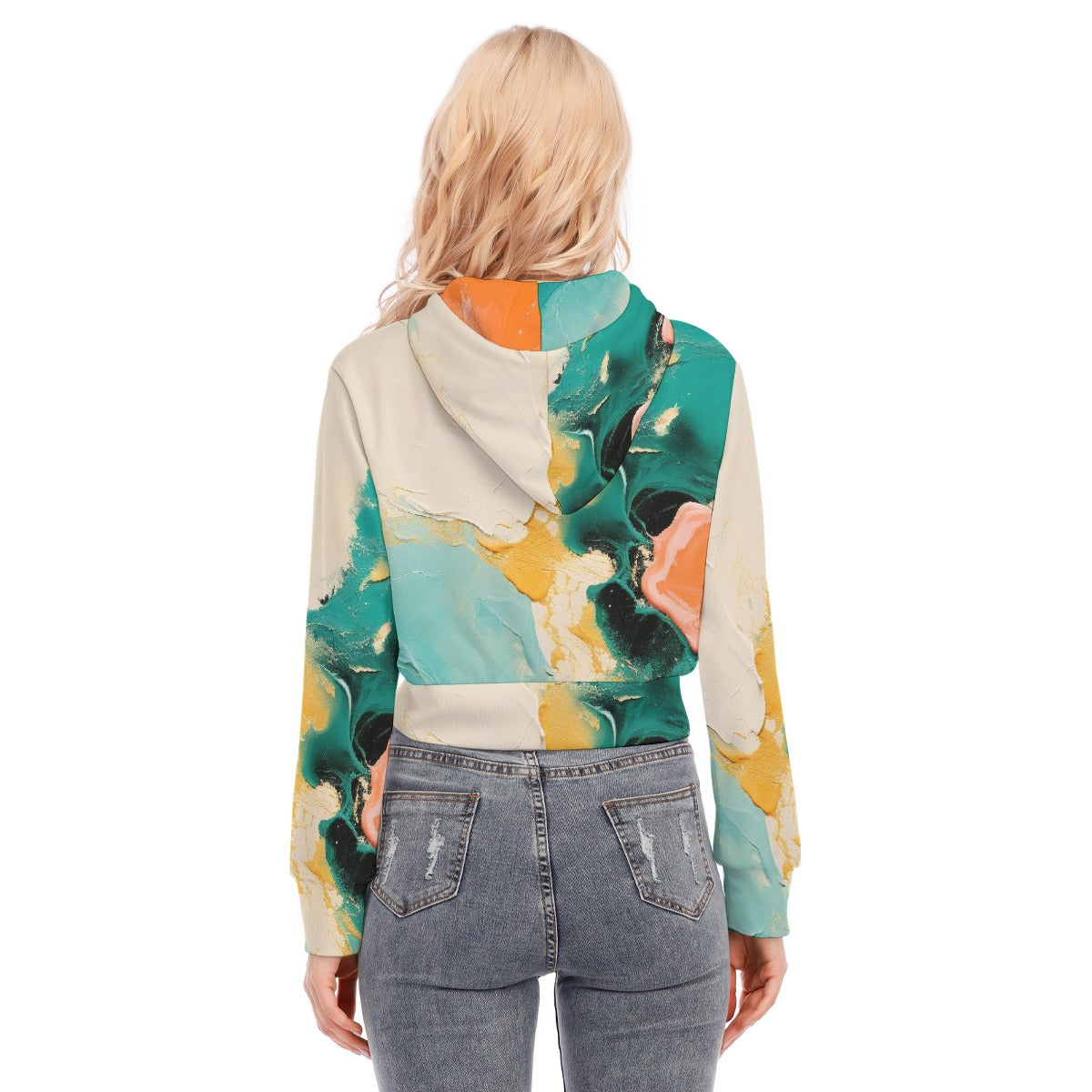 All-Over Print Women's Crop Top Hoodie With Zipper Closure