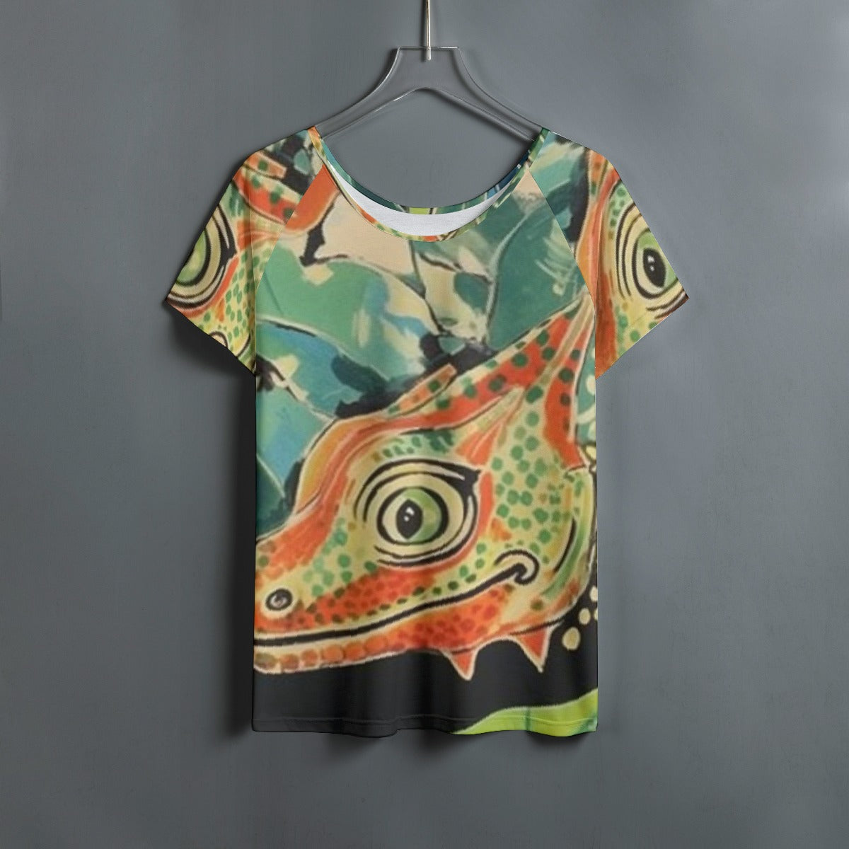 All-Over Print Women's Round Neck T-shirt With Raglan Sleeve