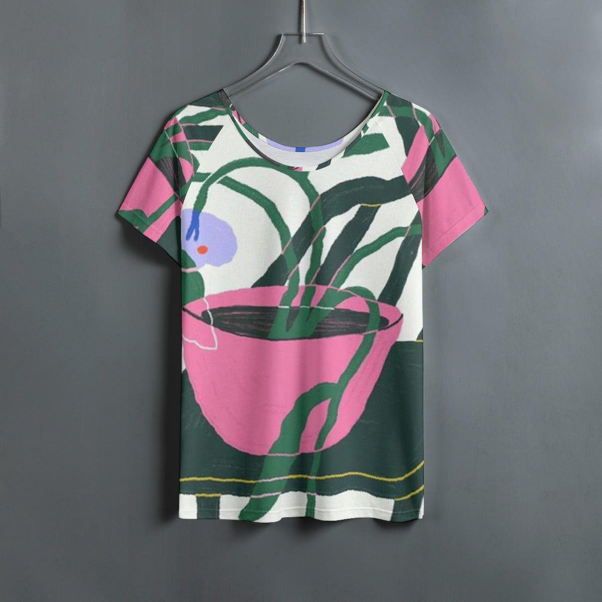 All-Over Print Women's Round Neck T-shirt With Raglan Sleeve