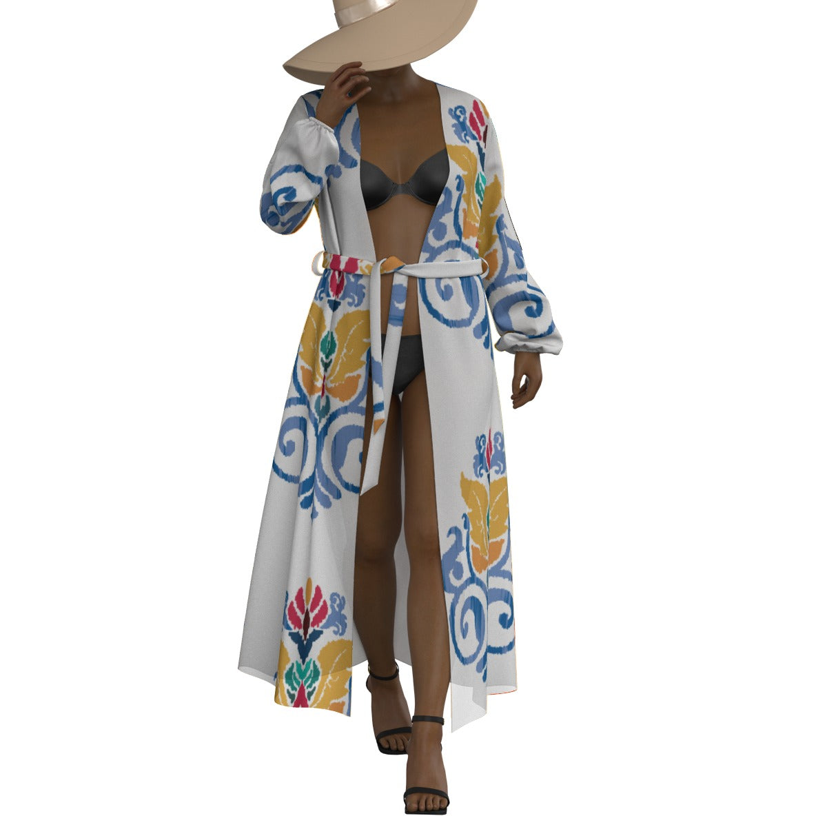 All-Over Print Women's Lace-up Chiffon Robe