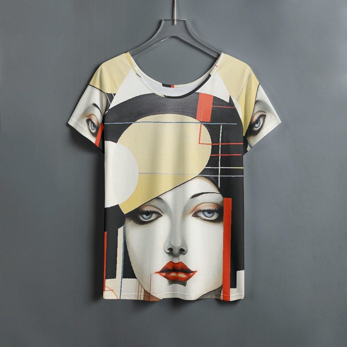 All-Over Print Women's Round Neck T-shirt With Raglan Sleeve