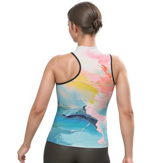 All-Over Print Women's Halter Sleeveless Asymmetrical Tank Top