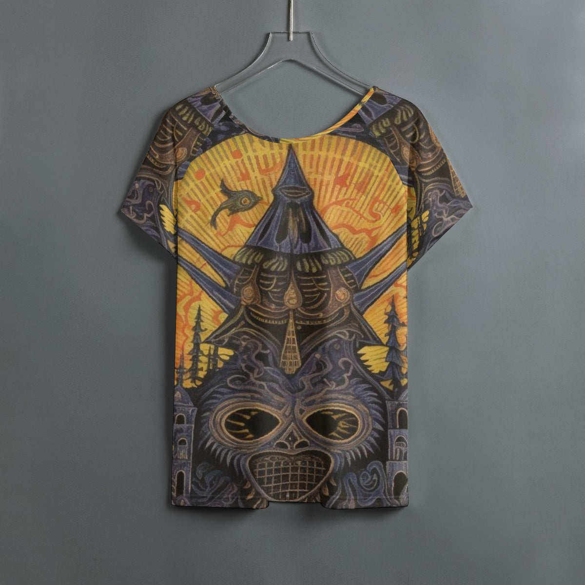 All-Over Print Women's Round Neck T-shirt With Raglan Sleeve